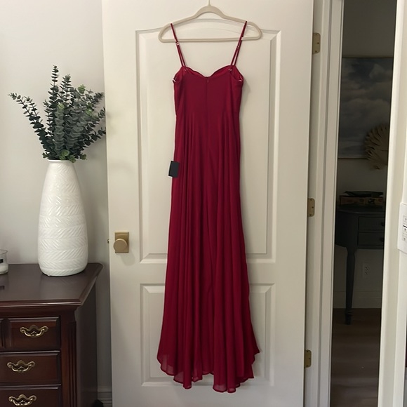 NWT - XS - Lulu’s Cause for Commotion Red Pleated Bustier Maxi Dress - Picture 2 of 7
